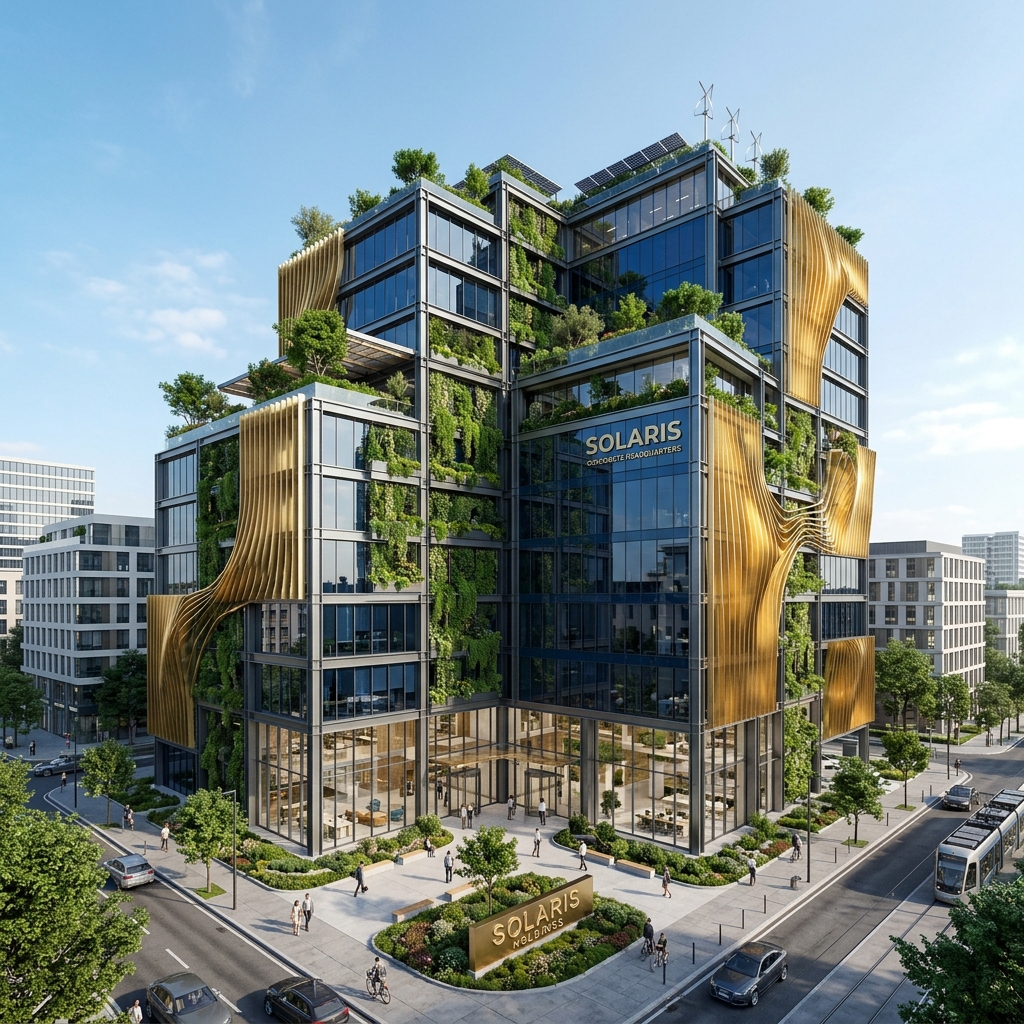 Render de Edifício Comercial Sustentável